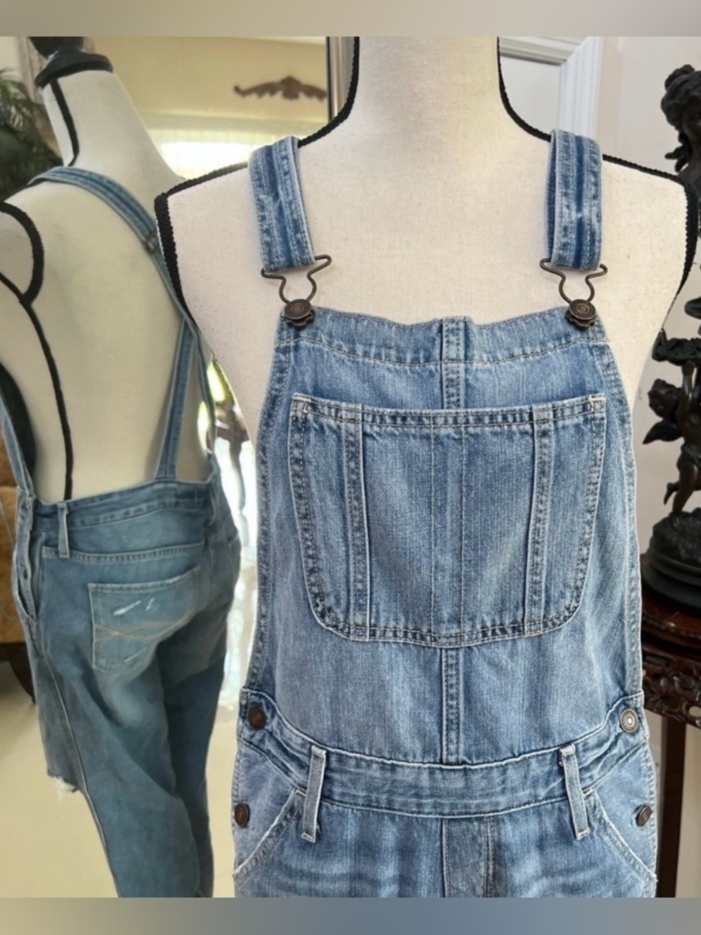 Abercrombie & Fitch light wash denim overalls - Picture 2 of 5